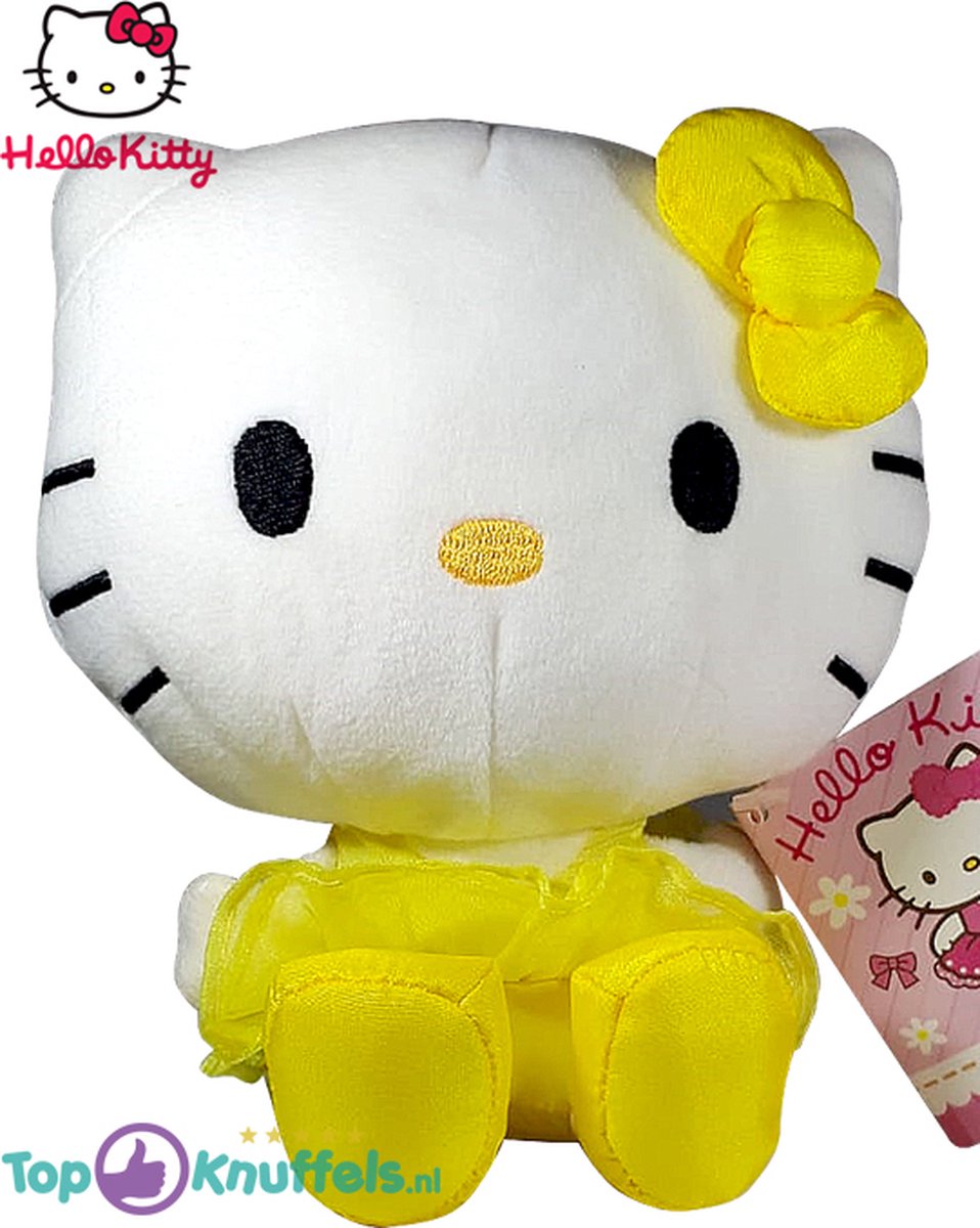 Hello Kitty Bella Ballerina (Geel) Pluche Knuffel 30 cm {Speelgoed knuffeldier knuffelpop voor kinderen jongens meisjes | Kat Knuffeltje Hello-Kitty}